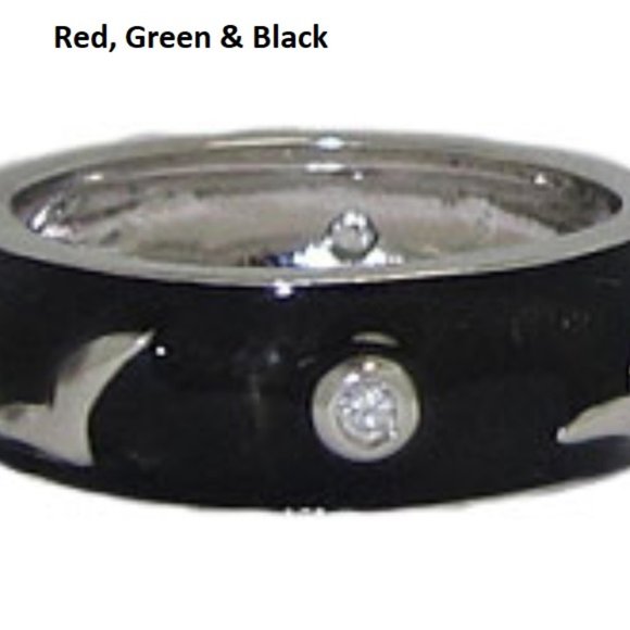 Red Hand Enamel Stack Ring Austrian Crystal - Picture 1 of 5